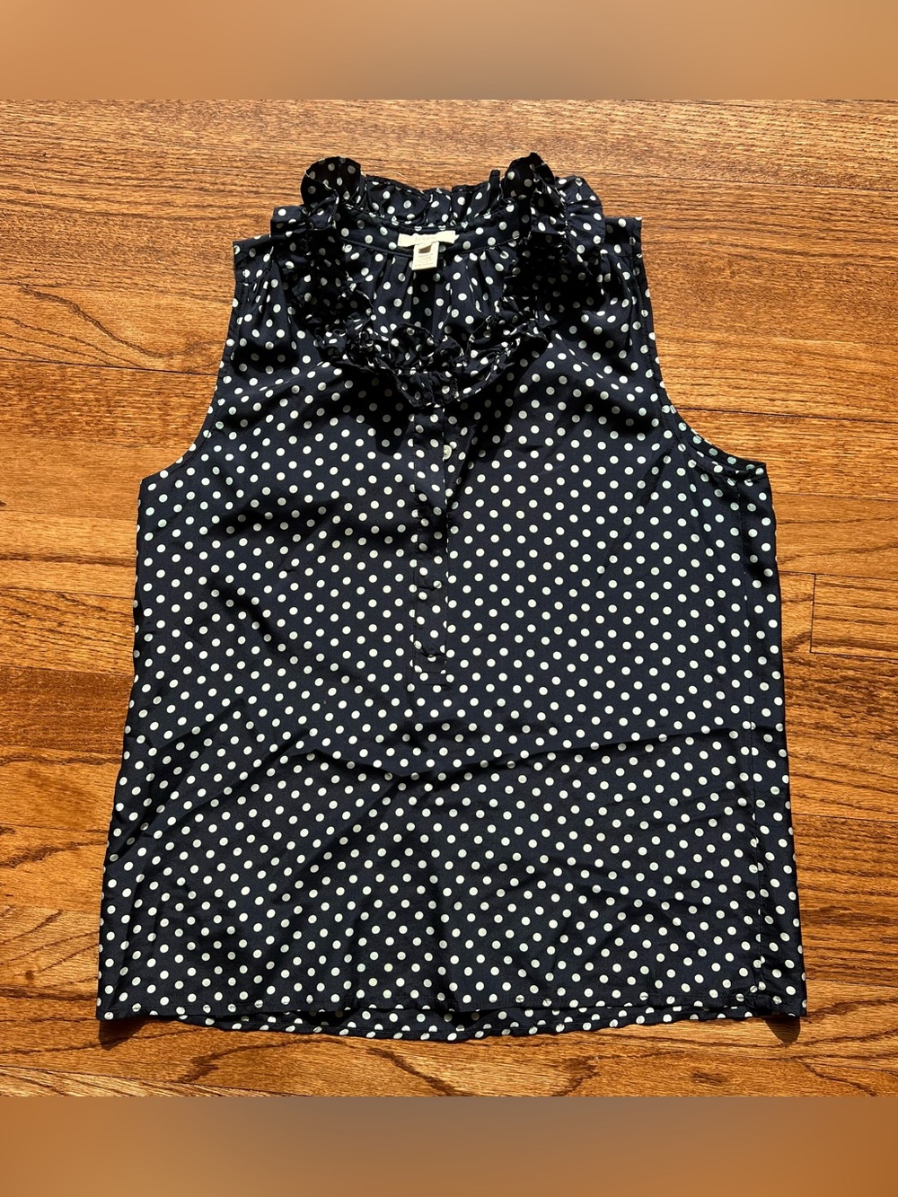 JCREW Navy Polka Dot 100% silk top